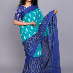 TROPWEAR Ethnic Motifs Pure Cotton Block Print Saree-37