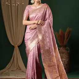 Anouk Ethnic Motifs Zari Satin Banarasi Saree-picture-56