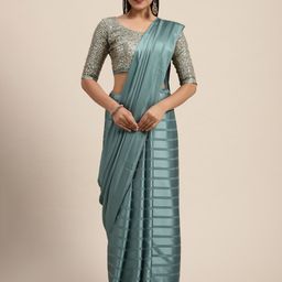 Saree mall Green Satin Striped Leheriya Saree-image-91