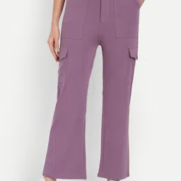 Next One Women Smart Straight Fit High-Rise Easy Wash Cargos Trousers-image-95