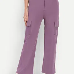 Next One Women Smart Straight Fit High-Rise Easy Wash Cargos-image-81
