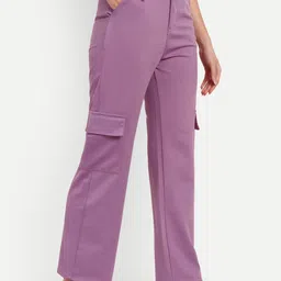 Next One Women Smart Straight Fit High-Rise Easy Wash Cargos Trousers-image-99