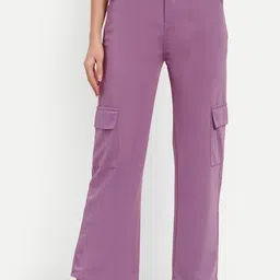 Next One Women Smart Straight Fit High-Rise Easy Wash Cargos-image-85