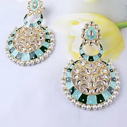 VAGHBHATT Gold Plated Meenakari Chandbalis Earrings-80