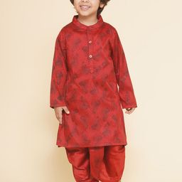 Sethukrishna Boys Geometric Mandarin Collar Printed Straight Kurta-90