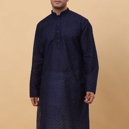 KRAFT INDIA Ethnic Motifs Embroidered Chikankari Kurta-image-35