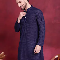 Jompers Ethnic Motifs Embroidered Chikankari Cotton Straight Kurta-image-42