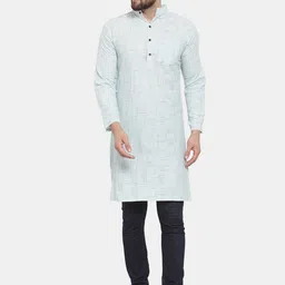 Sayesha Men Blue Geometric Printed Pure Cotton Kurta-image-52