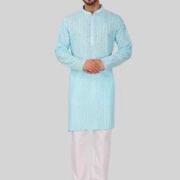 Vastraa Fusion Ethnic Motifs Embroidered Chikankari Pure Cotton Straight Kurta-63