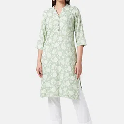 RANGMANCH BY PANTALOONS Floral Printed Mandarin Collar Straight Kurta-picture-43
