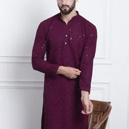 SOJANYA Embellished Mandarin Collar Pure Cotton Kurta-image-74