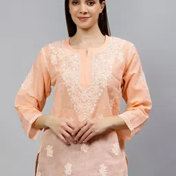 Seva Chikan Floral Embroidered Chikankari Straight Kurti-picture-50