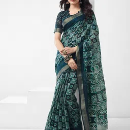 KALINI Batik Printed Zari Saree-image-17