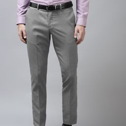 Blackberrys Men Grey Checked Solid B-95 Slim Fit Formal Trousers-image-122