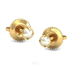KUBERBOX Ashen 18KT Gold Pearl Studded Stud Earrings 1.11gm-image-89