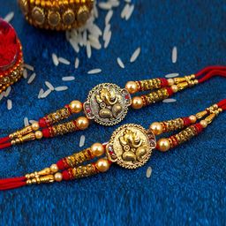 MANSIYAORANGE Set Of 2 Lord Ganesha Charm Rakhi-image-25