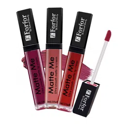 FORFOR Matte Me 3Pcs Long Lasting Liquid Matte Lipstick Moon Maroon-Nude Peach-Angel Red-33