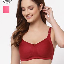 Floret Pack of 2 Maroon & Pink Non Padded Bra-picture-25