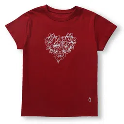 Gini and Jony Girls Maroon Printed Cotton Blend Top-picture-53