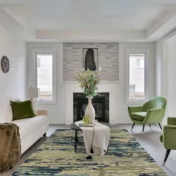 saraswatii global Cream Coloured & Blue Abstract Printed Hand Tufted Rectangular Carpet-11