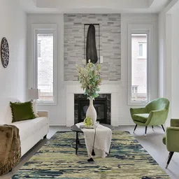 saraswatii global Blue & Beige Abstract Hand-Tufted Woolen Carpets-14