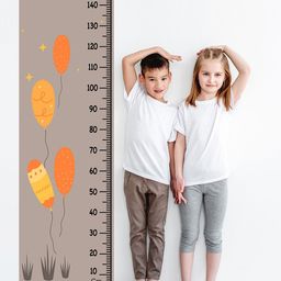 WENS Orange Colored & Grey Printed Colorful Balloons Height Chart Wall Decal-4