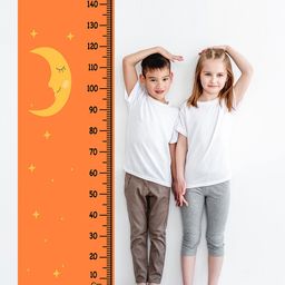 WENS Orange Colored & Black Printed Chanda Mama Dur Ke Height Chart Wall Decals-image-8