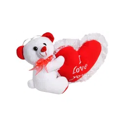 Ultra Unisex Kids White & Red Teddy Bear Stuffed Animal Plush Bear with Be My Valentine Red Heart Soft Toy-52
