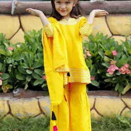 BAESD Girls Embroidered Round Neck Gotta Patti Kurti with Pyjamas & With Dupatta-picture-47