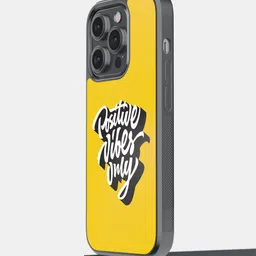 macmerise Positive Vibes Only Printed iPhone 14 Pro Glossy Finish Bumper Case Cover-image-60