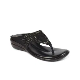 XE Looks Women Black Embellished Laser Cuts Flats-image-6