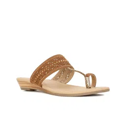 Bata Embellished One Toe Flats-91