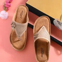 DressBerry Beige Textured Comfort Open Toe Flats With Laser Cuts-image-16
