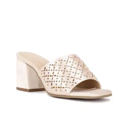 Marie Claire Nude Party Block Sandals with Laser Cuts-12