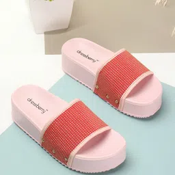 DressBerry Pink Embellished Flatform Heel-33