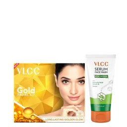 VLCC Parlour Glow Gold Facial Kit 60g & Acne Defense Serum Face Wash 100ml-36