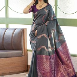 Satrani Ethnic Motifs Zari Banarasi Saree-image-15