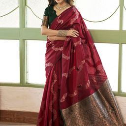 Satrani Ethnic Motifs Zari Banarasi Saree-picture-7