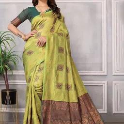 vj fashion Woven Design Zari Silk Blend Banarasi Saree-picture-0