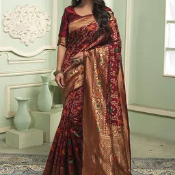 KALINI Woven Design Zari Silk Blend Banarasi Saree-image-90