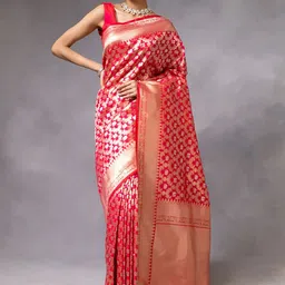 KALINI Woven Design Zari Silk Blend Banarasi Saree-image-92