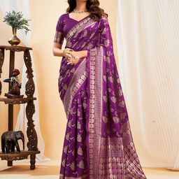 KALINI Ethnic Motifs Woven Design Zari Banarasi Saree-picture-10