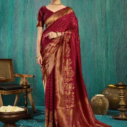 KALINI Woven Design Ethnic Motifs Zari Banarasi Saree-image-126