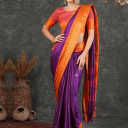 SAMAH Ethnic Motifs Zari Silk Blend Banarasi Saree-image-49
