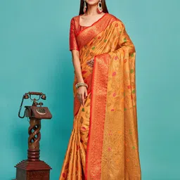 MIMOSA Ethnic Motifs Woven Design Zari Banarasi Saree-picture-49