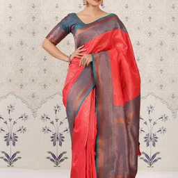 Ode by House of Pataudi Ethnic Motifs Zari Woven Design Banarasi Saree-image-63