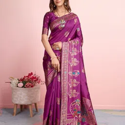 RICH & ROMAN Woven Design Zari Pure Silk Banarasi Saree-picture-24