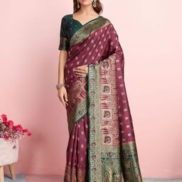 RICH & ROMAN Woven Design Zari Pure Silk Banarasi Saree-picture-11
