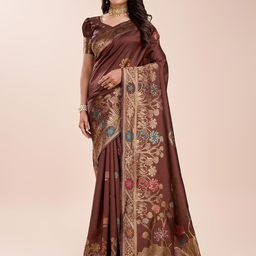 RICH & ROMAN Woven Design Zari Pure Silk Banarasi Saree-image-53