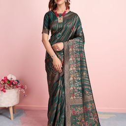 RICH & ROMAN Woven Design Zari Pure Silk Banarasi Saree-image-60